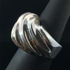 Mexico 925 Sterling Silver Ribbed Dome Modernist Ring Size 6 15.1g